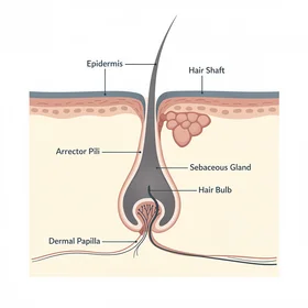 Single hair follicle anatomy (labeled)